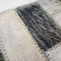 Cowhide Leather Rug - 12619BKGRCRWHIN