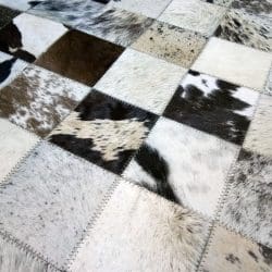 Cowhide Leather Rug - 128A19BKGRWHIN