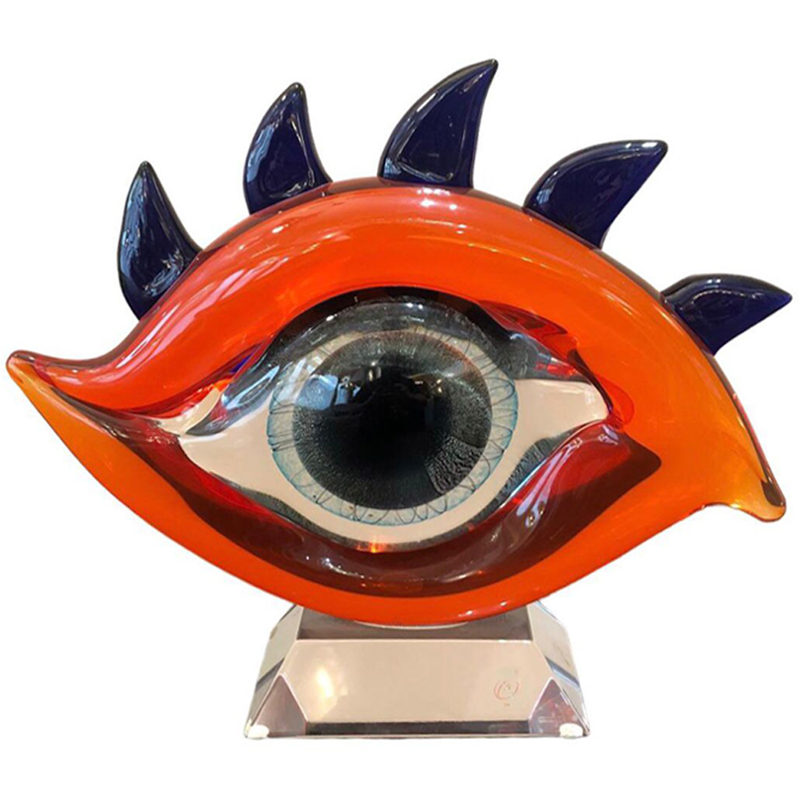 Murano Glass Eye Sculpture - Red